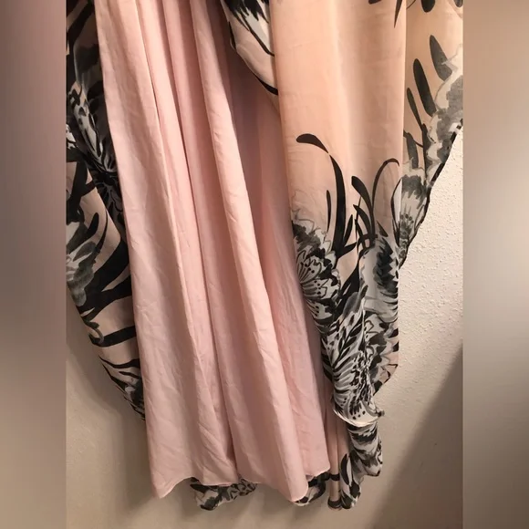 ✨ELIZA J FLORAL CHIFFON SLEEVELESS MAXI PROM DRESS SIZE 8 COLOR: BLUSH🌸 - Picture 9 of 11